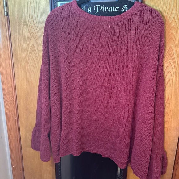 Burgundy Bell Sleeve Knit Sweater - Picture 4 of 4